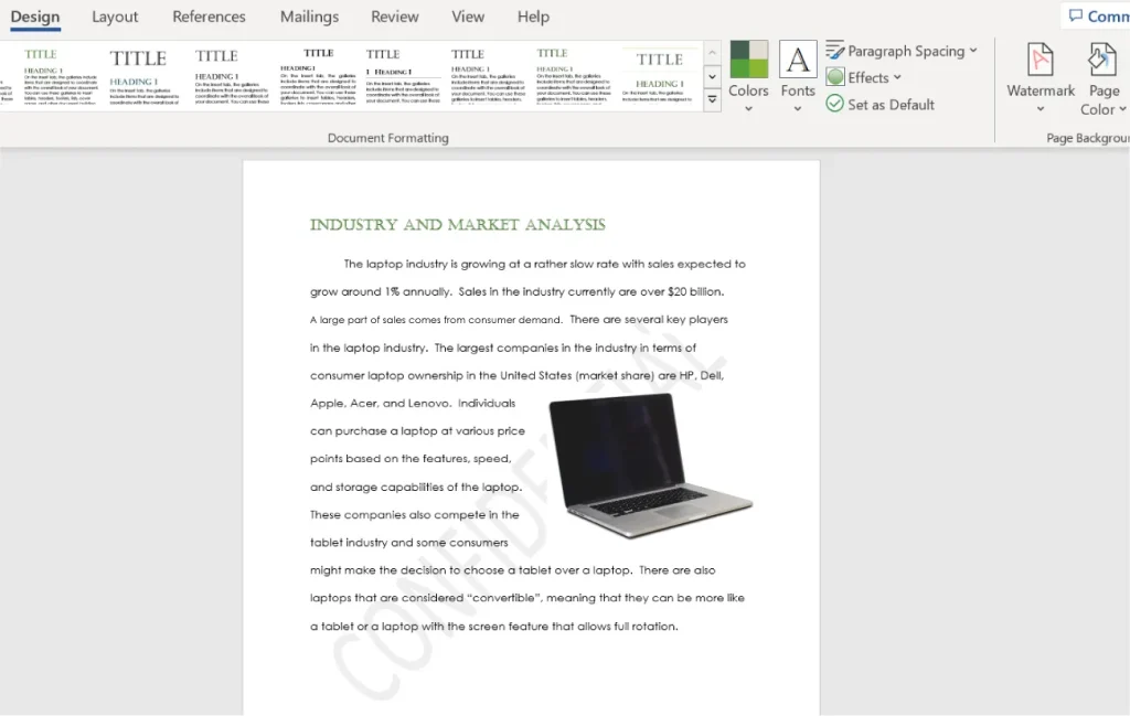 Screenshot of a Microsoft Word document that has had the 'Confidential' watermark applied to it.