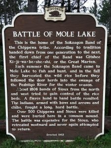 Sign representing the Battle of Mole Lake