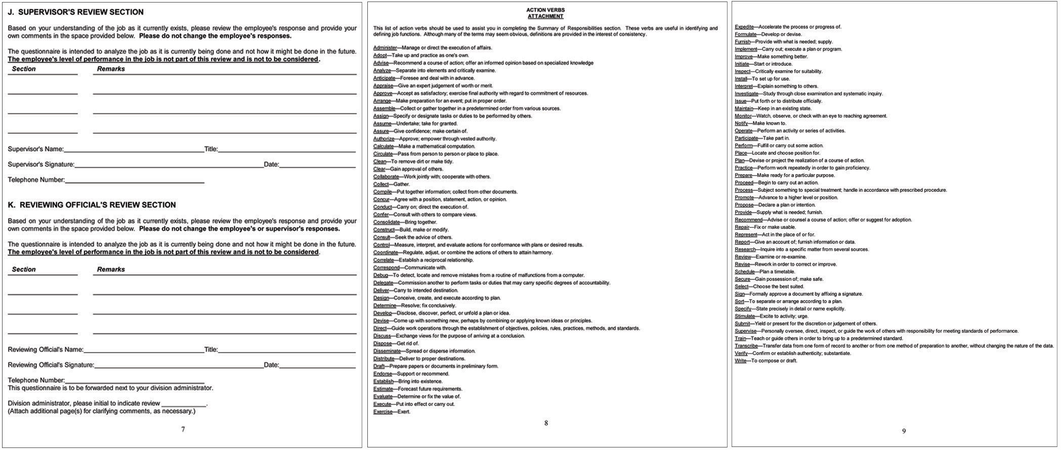 continued sample of job analysis questionnaire