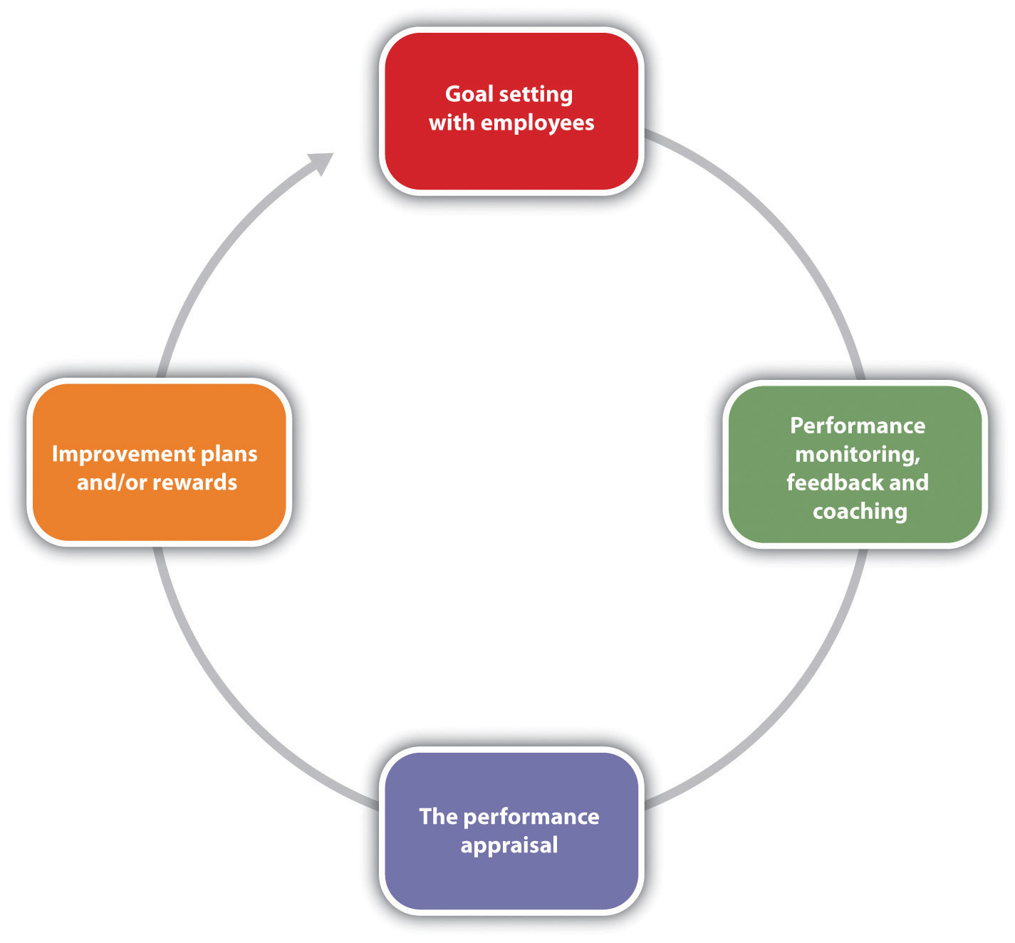 Performance Review System: Goal setting with employees; performance monitoring, feedback and coaching; the performance appraisal; improvement plans and/or rewards.