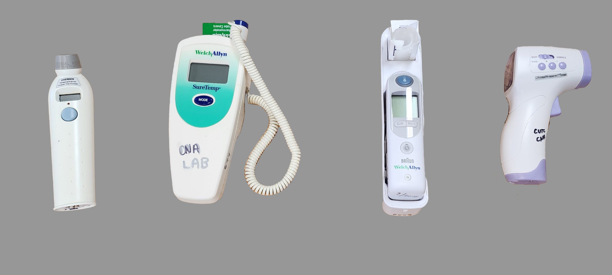 Photo showing four different types of thermometers