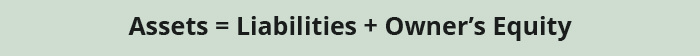 Assets = Liabilities plus owner's equity