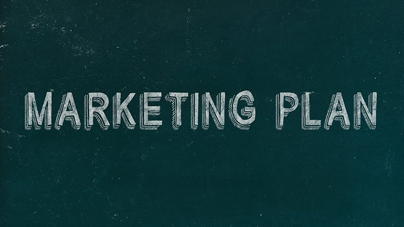 Box with "Marketing Plan" in 3-D text